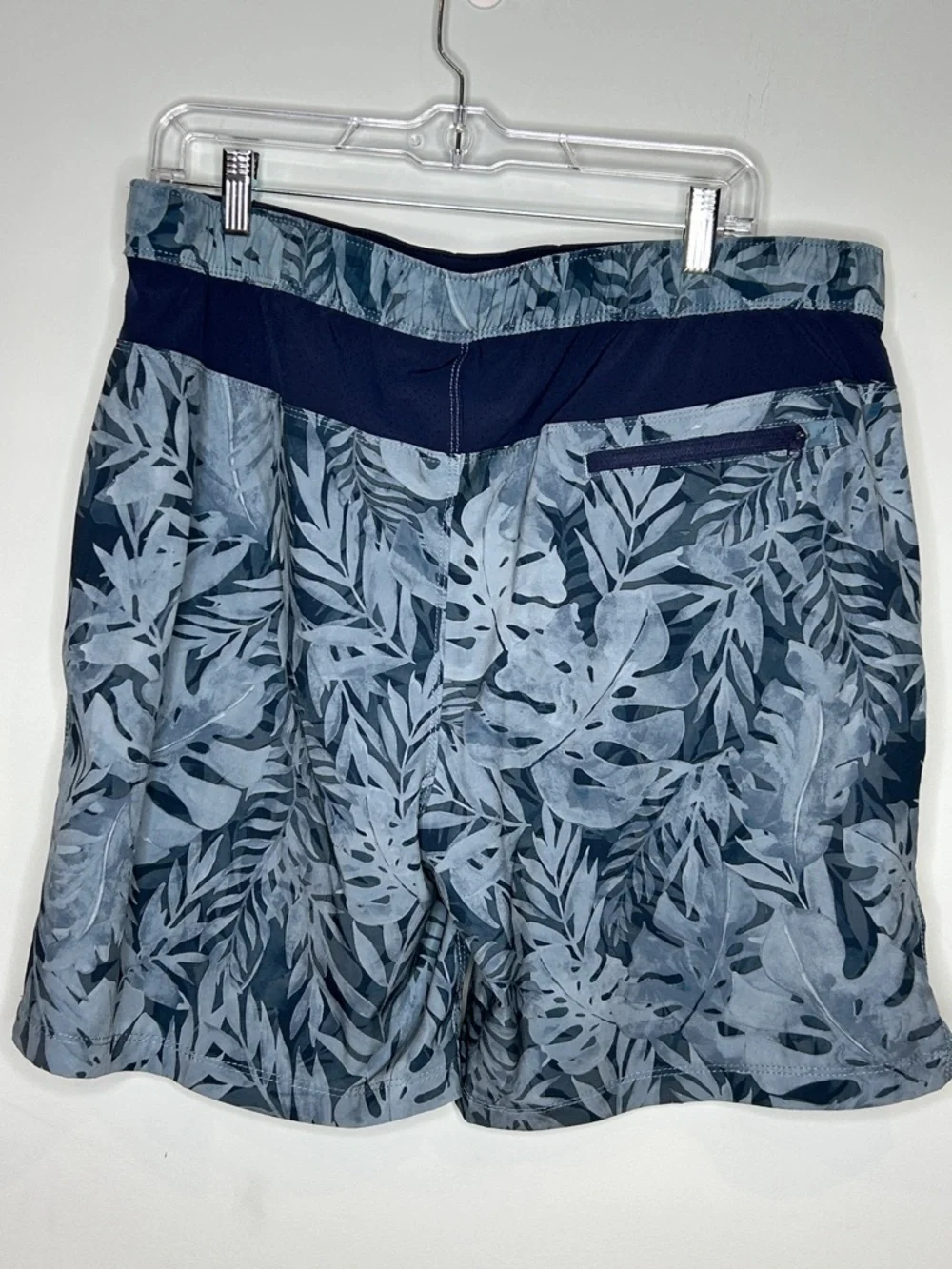 Speedo Navy and‎ Light Blue Tropical Print Swim Shorts with 2 in 1 Liner
